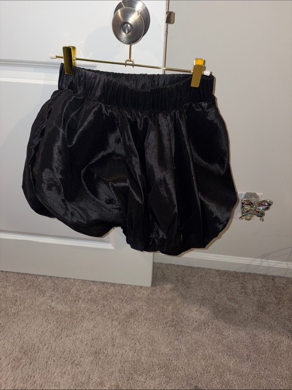Black Women's Bubble Satin Skirt